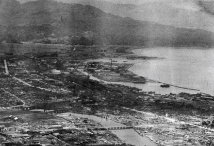 Aerial view of Nagoya, Japan, in August 1945