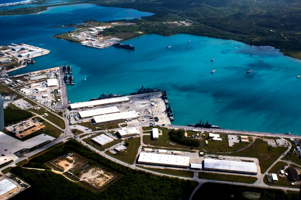 Aerial view of Naval Base Guam during Multi-Sail 2016 160305-N-OG363-011