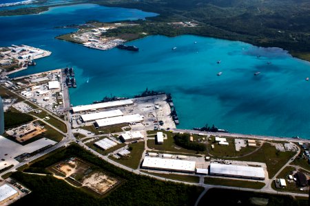 Aerial view of Naval Base Guam during Multi-Sail 2016 160305-N-OG363-011