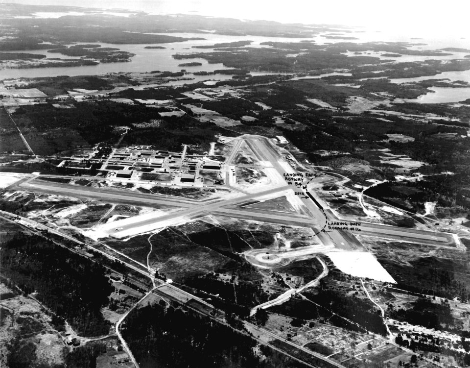 Aerial view of Naval Air Station Brunswick in 1944