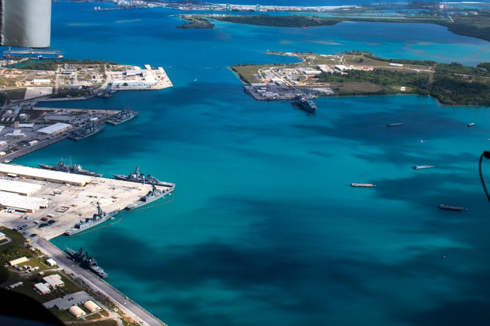 Aerial view of Naval Base Guam during Multi-Sail 2016 160305-N-OG363-003