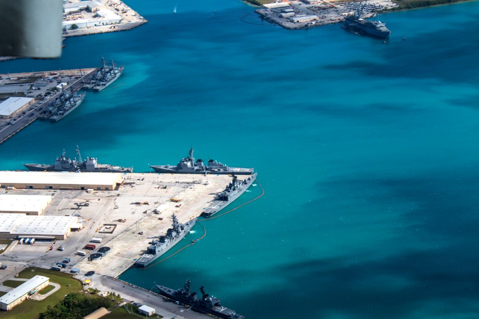 Aerial view of Naval Base Guam during Multi-Sail 2016 160305-N-OG363-020