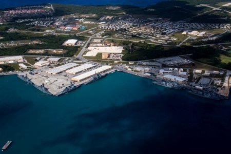 Aerial view of Naval Base Guam during Multi-Sail 2016 160305-N-OG363-015