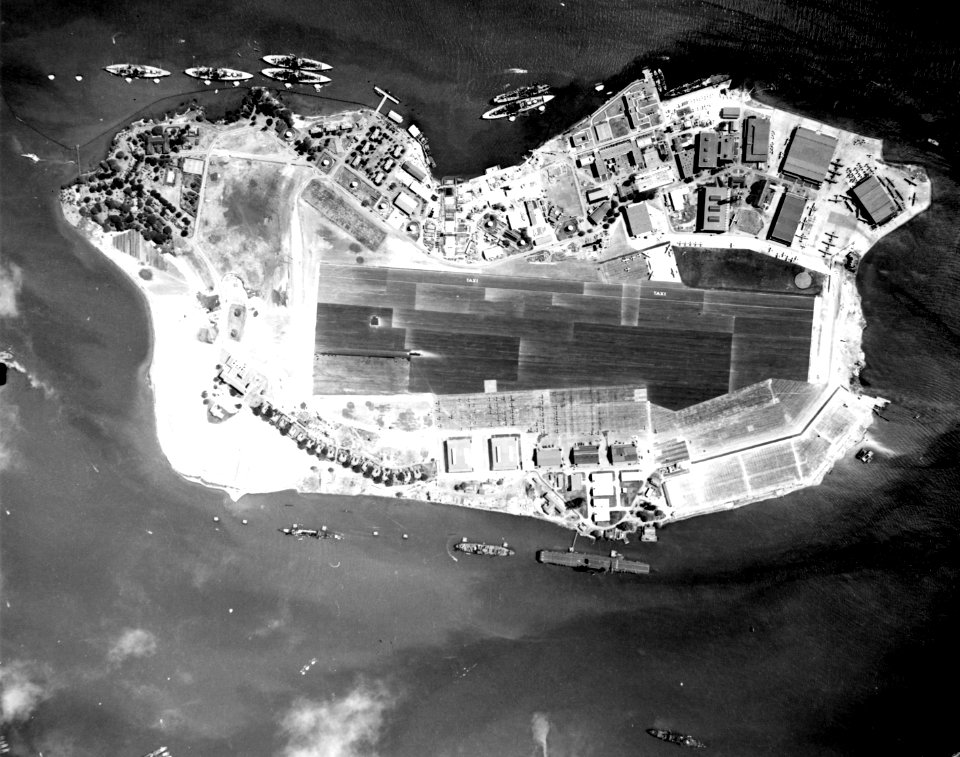 Aerial view of Ford Island, Pearl Harbor, on 10 November 1941 (80-G-279385)