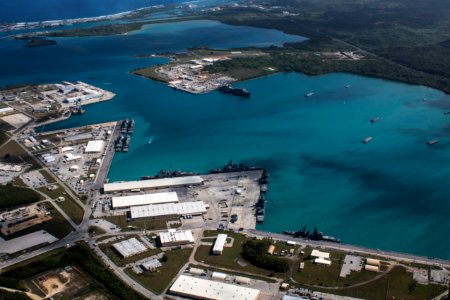 Aerial view of Naval Base Guam during Multi-Sail 2016 160305-N-OG363-009