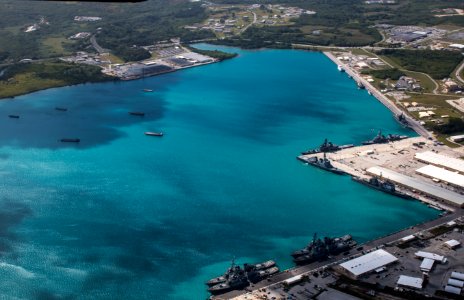 Aerial view of Naval Base Guam during Multi-Sail 2016 160305-N-OG363-024