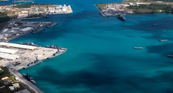 Aerial view of Naval Base Guam during Multi-Sail 2016 160305-N-OG363-019