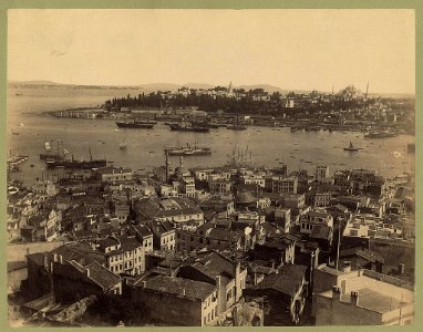 Aerial view of Istanbul from Galata showing the Golden Horn, Topkapı, and Ayasofya LCCN2003690004
