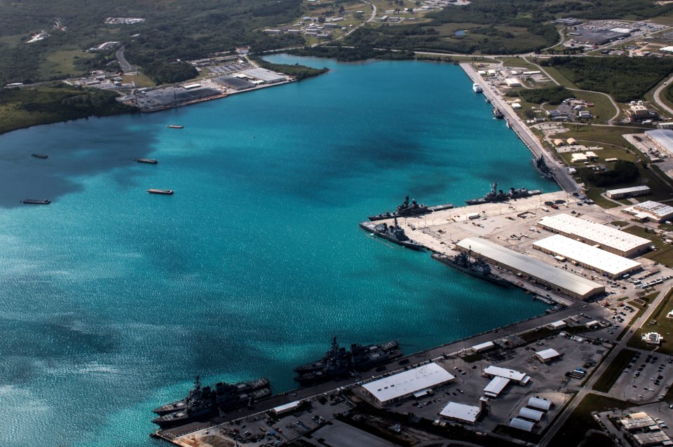 Aerial view of Naval Base Guam during Multi-Sail 2016 160305-N-OG363-023