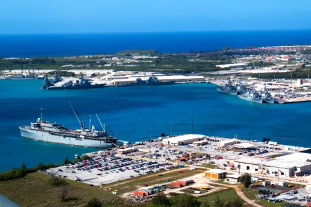 Aerial view of Naval Base Guam during Multi-Sail 2016 160305-N-OG363-042
