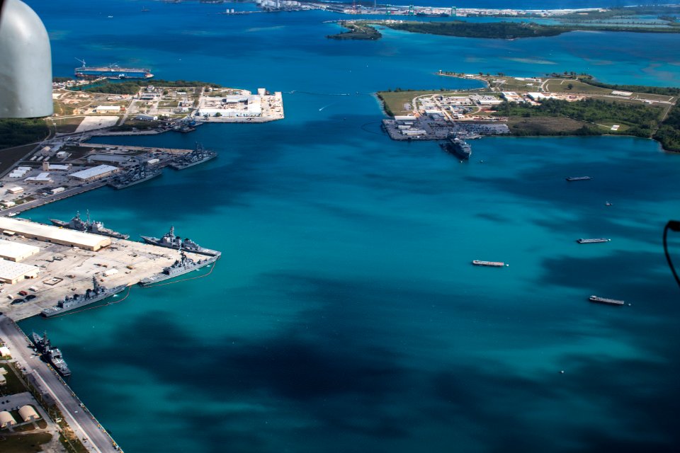 Aerial view of Naval Base Guam during Multi-Sail 2016 160305-N-OG363-018