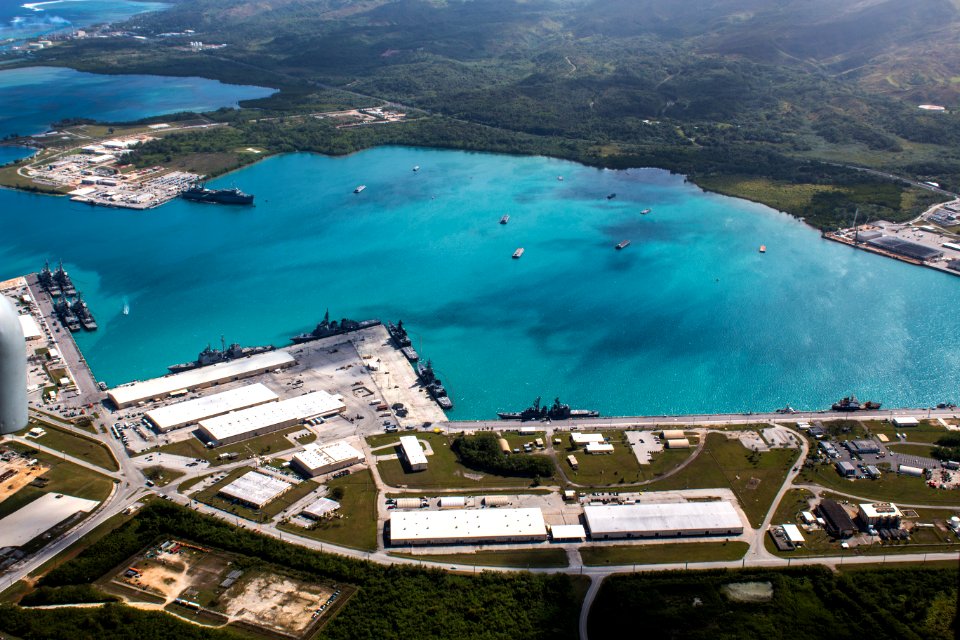 Aerial view of Naval Base Guam during Multi-Sail 2016 160305-N-OG363-029