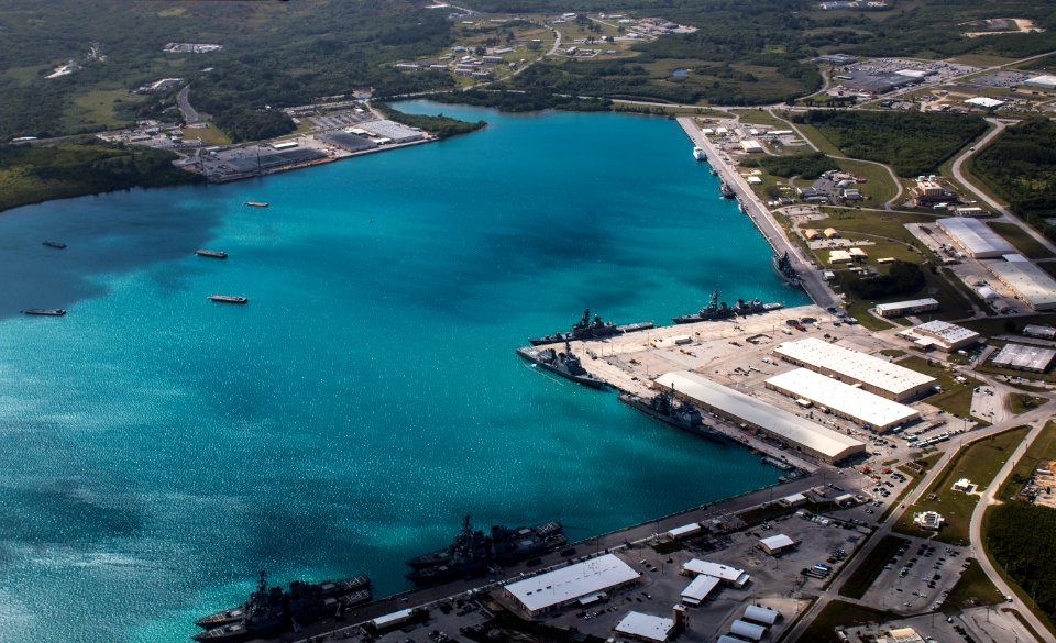 Aerial view of Naval Base Guam during Multi-Sail 2016 160305-N-OG363-022