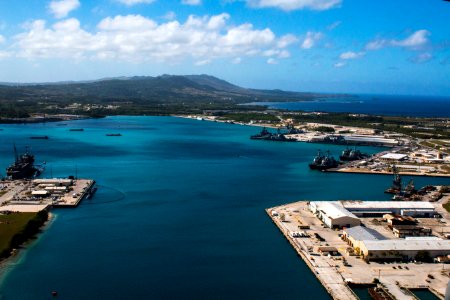 Aerial view of Naval Base Guam during Multi-Sail 2016 160305-N-OG363-041