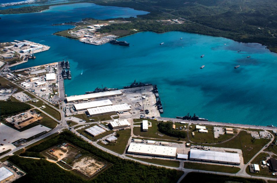 Aerial view of Naval Base Guam during Multi-Sail 2016 160305-N-OG363-028