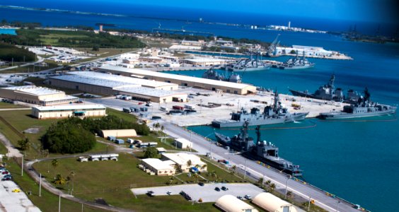 Aerial view of Naval Base Guam during Multi-Sail 2016 160305-N-OG363-046