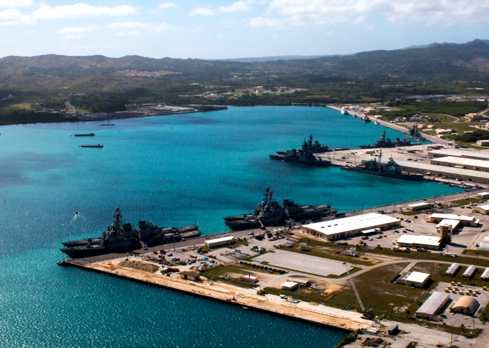 Aerial view of Naval Base Guam during Multi-Sail 2016 160305-N-OG363-040