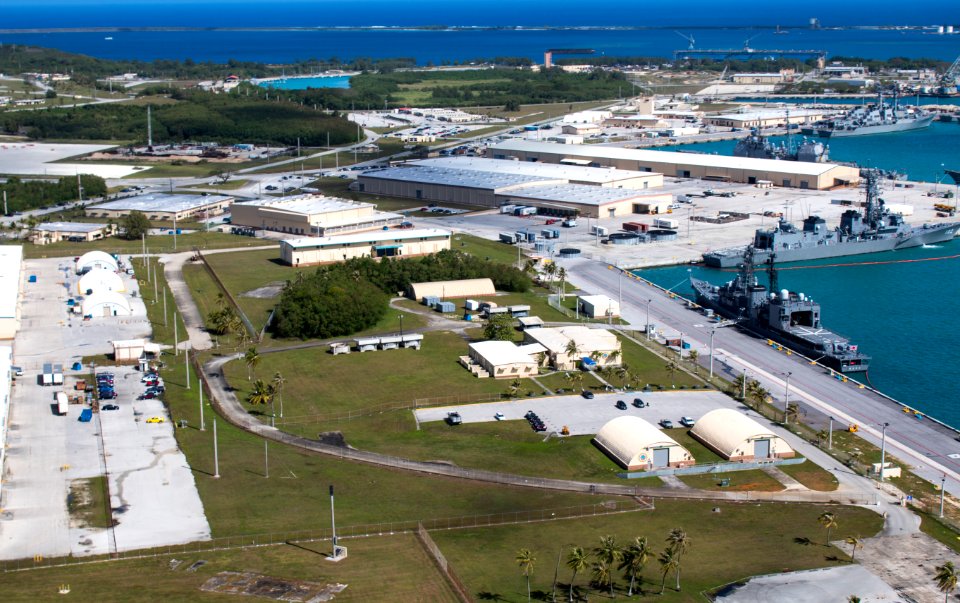 Aerial view of Naval Base Guam during Multi-Sail 2016 160305-N-OG363-045