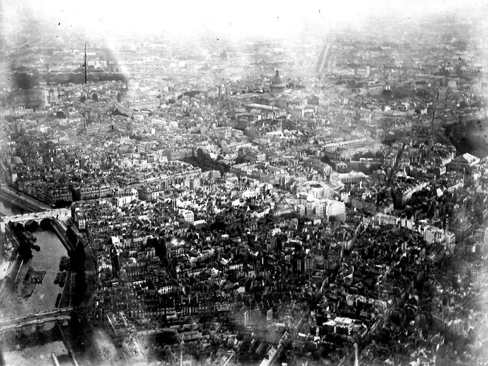 Aerial view of Paris from Henri Giffard's balloon, 1878