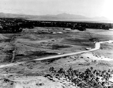 Aerial view of Pagoda Hill at Henderson Field, Guadalcanal, circa in August 1942 (80-G-29356-411c)