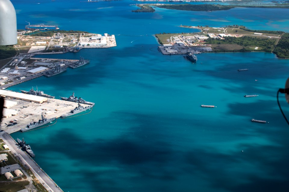Aerial view of Naval Base Guam during Multi-Sail 2016 160305-N-OG363-001