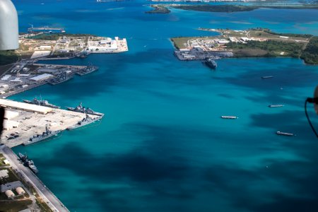 Aerial view of Naval Base Guam during Multi-Sail 2016 160305-N-OG363-001