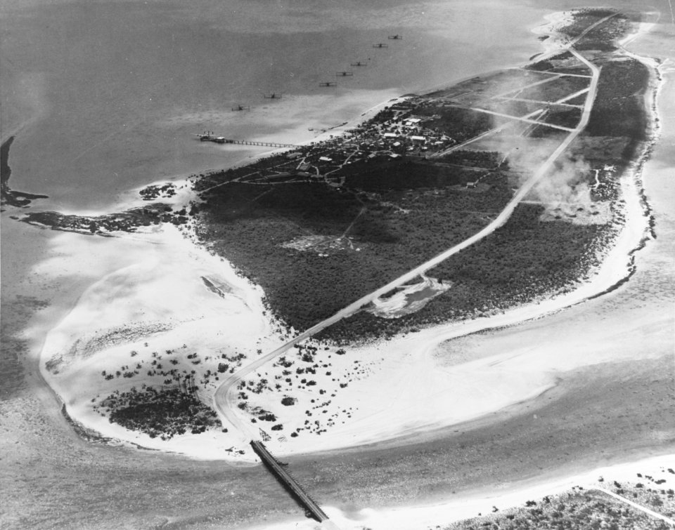 Aerial view of Peale Island, Wake, on 25 May 1941