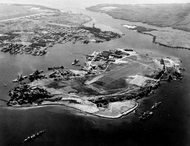 Aerial view of Pearl Harbor in June 1941