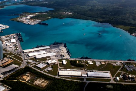 Aerial view of Naval Base Guam during Multi-Sail 2016 160305-N-OG363-012