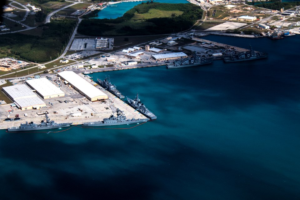 Aerial view of Naval Base Guam during Multi-Sail 2016 160305-N-OG363-017