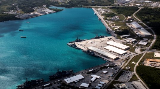 Aerial view of Naval Base Guam during Multi-Sail 2016 160305-N-OG363-021