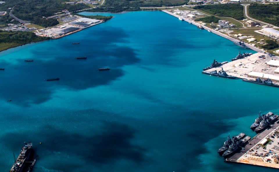 Aerial view of Naval Base Guam during Multi-Sail 2016 160305-N-OG363-025