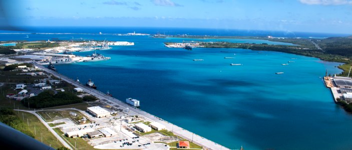 Aerial view of Naval Base Guam during Multi-Sail 2016 160305-N-OG363-044