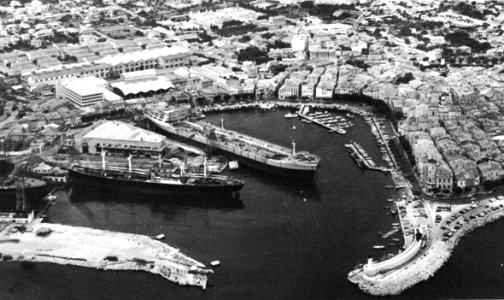 Aerial view of the harbour of La Ciotat, France, in December 1967