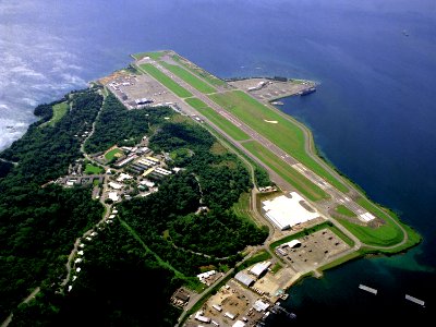 Aerial view of the U.S. Naval Air Station Cubi Point, Philippines, on 6 February 1988 (6482943) photo