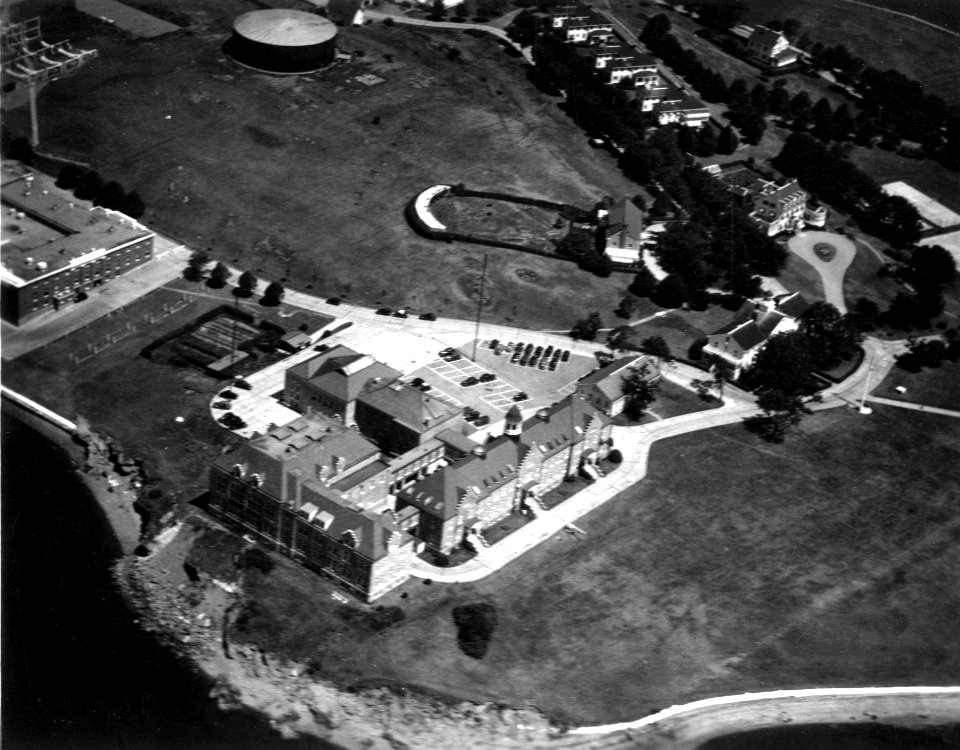 Aerial view of the US Naval War College in Newport RI during WWII