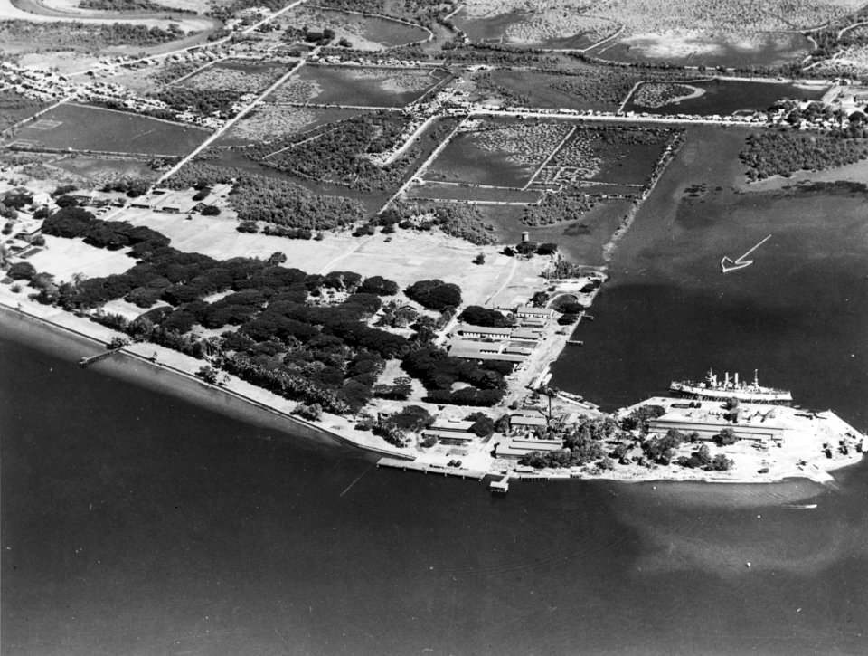Aerial view of US Naval Station Subic Bay in October 1941