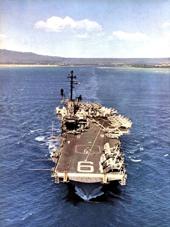 Aerial view of USS Hancock (CVA-19), in 1962