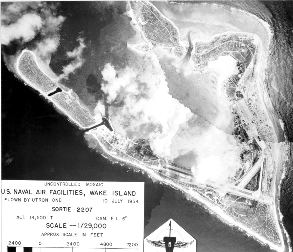 Aerial view of Wake Island on 10 July 1954 (80-G-657047)