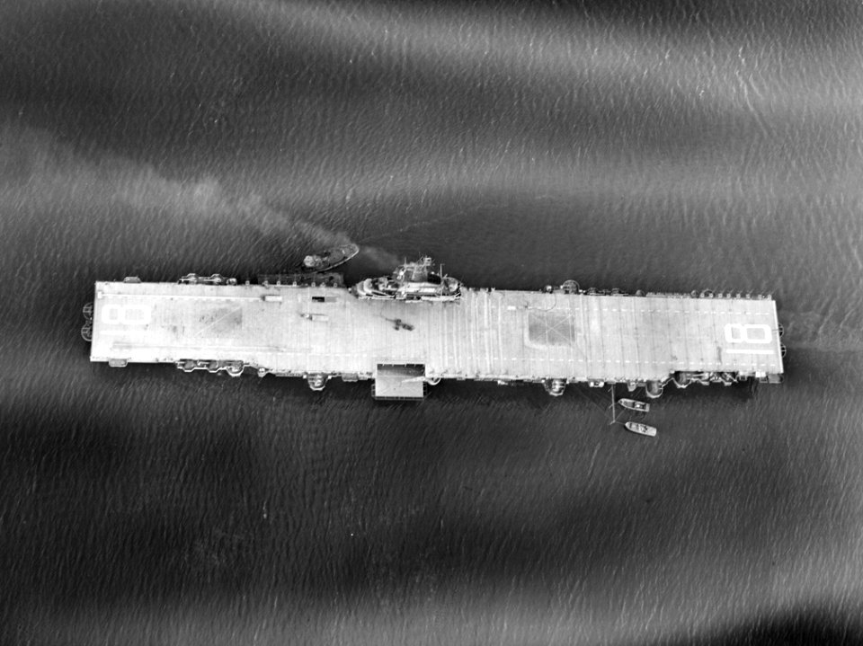 Aerial view of USS Wasp (CV-18) c1951