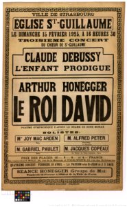 Affiche du Roi David Arthur Honegger Strasbourg 15 février 1925