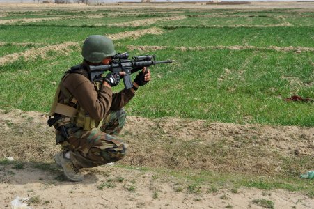 Afghan Local Police dismounted patrol in Latif and Murayni villages 120403-N-FV144-083