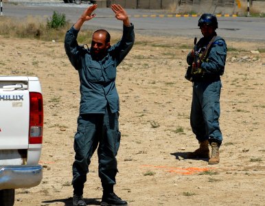 Afghan National Civil Order Police officers train for operations in Afghanistan. (4537275065) photo