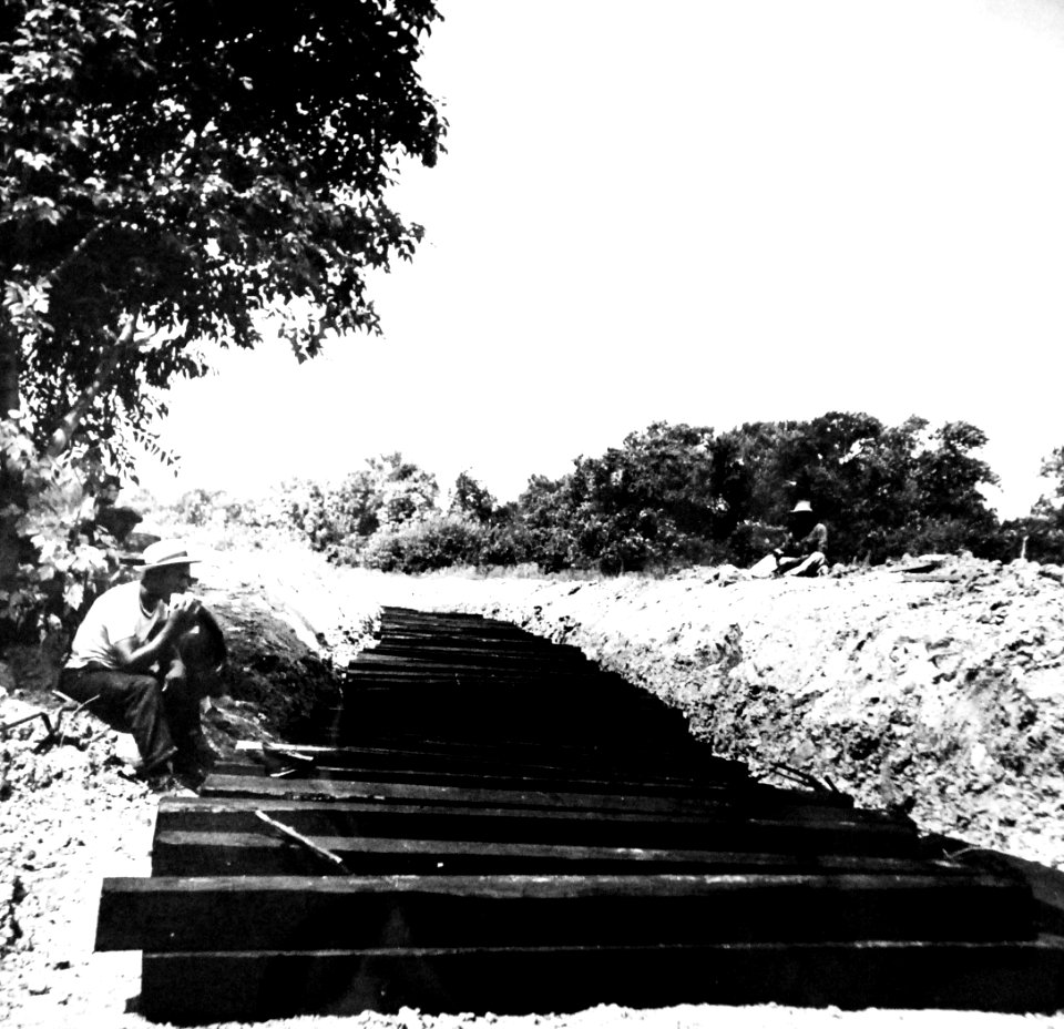 African-American workers laying railroad ties for spur line, 1942 (26682597533)