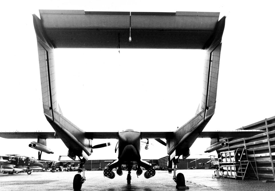 Aft view of a Rockwell OV-10A Bronco of VAL-4 at Binh Thuy Air Base, Vietnam, in June 1969 (USN 1139904)