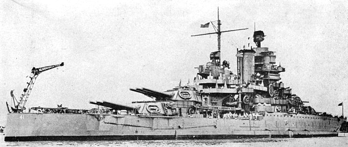 Aft view of USS Mississippi (BB-41) in late 1942