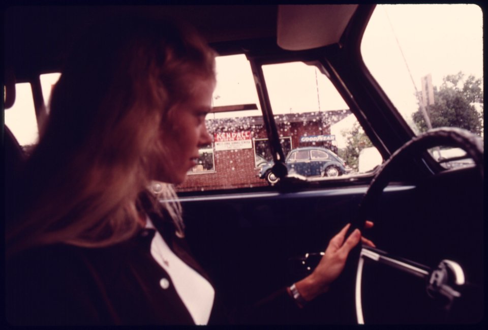 After Her Car Failed the Emissions Test at an Auto Emission Inspection Station in Downtown Cincinnati, Ohio...09-1975 (4265798831)