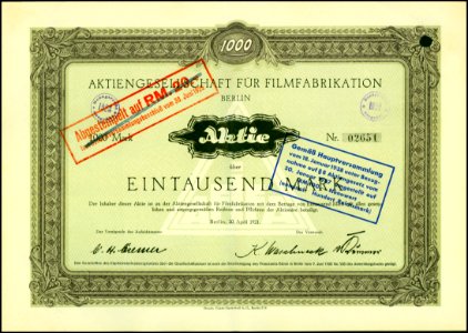 AG für Filmfabrikation 1921 1000 Mk photo