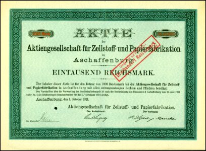 AG für Zellstoff- und Papierfabrikation 1921