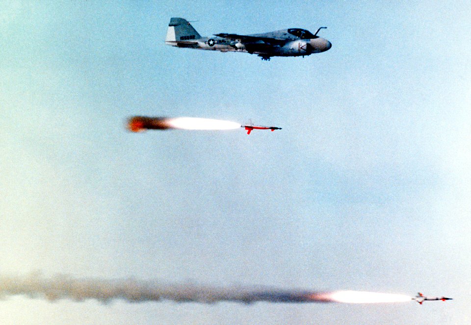 AGM-123 Skipper II with chasing A-6 Intruder